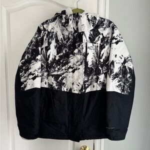 Columbia Black & White Hooded Ski Jacket with Omni-Tech